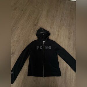BCBG Black Hoodie with Rhinestone Detail
